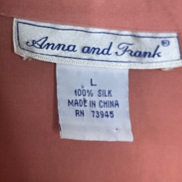 ANNA AND FRANK 100% SILK BUTTON DOWN SHIRT SIZE L - Picture 5 of 7